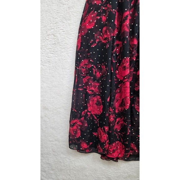 AlexaB Women Dress 10 Black Floral Print 100%Polyester Sleeveless Fit Flare Maxi - Picture 13 of 16